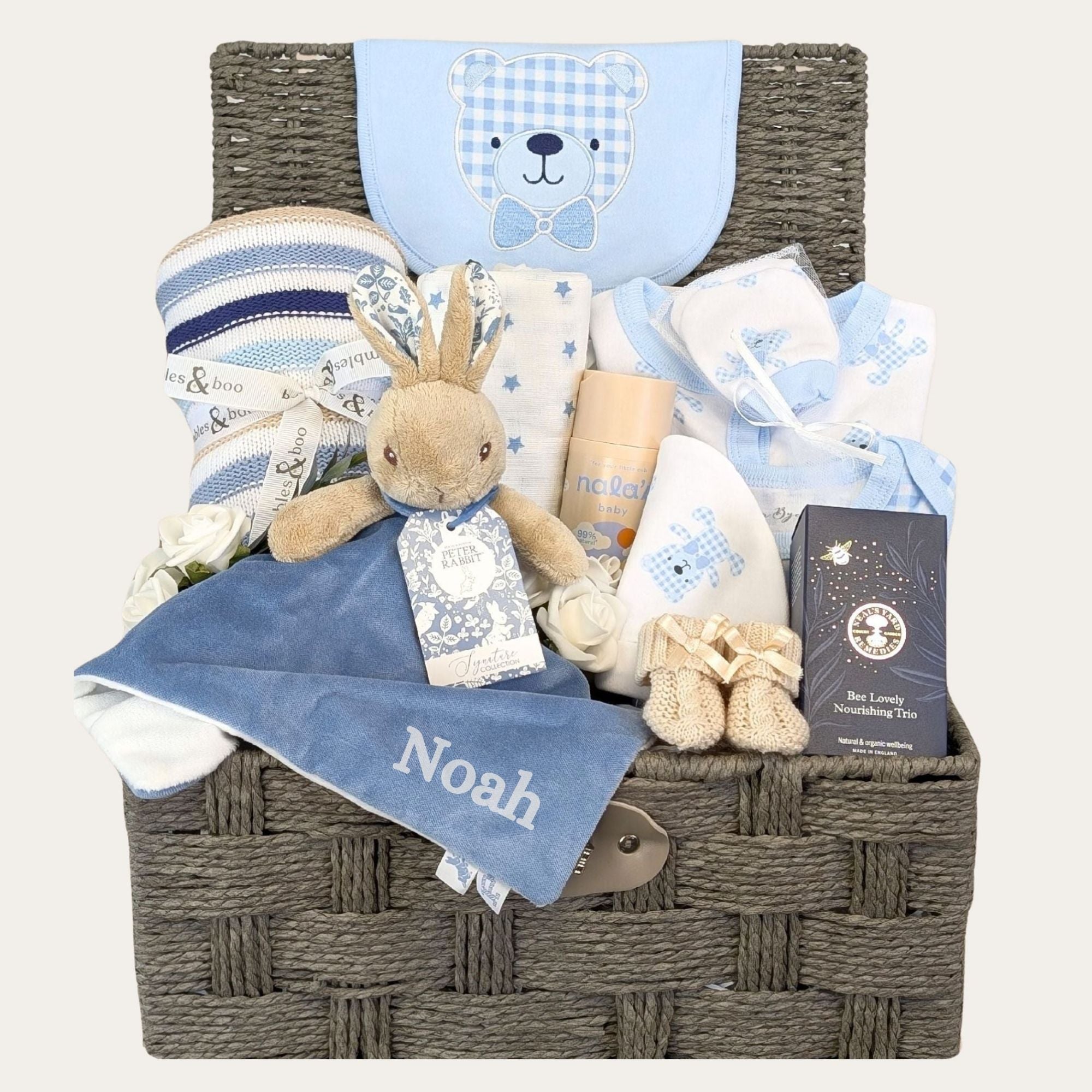 Embroidered and personalized baby gift set with Peter Rabbit hotsell