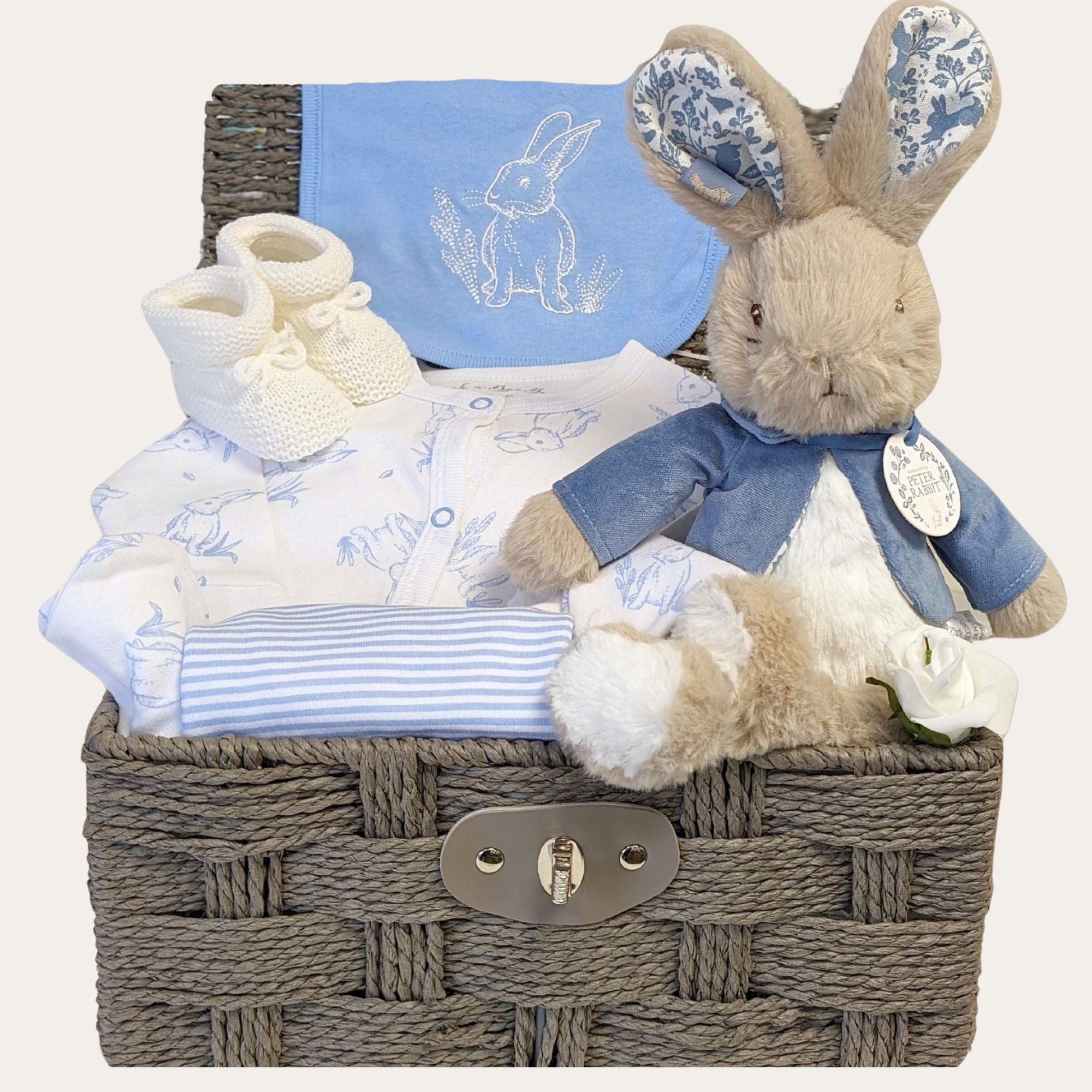 Embroidered and personalized baby gift set offers with Peter Rabbit