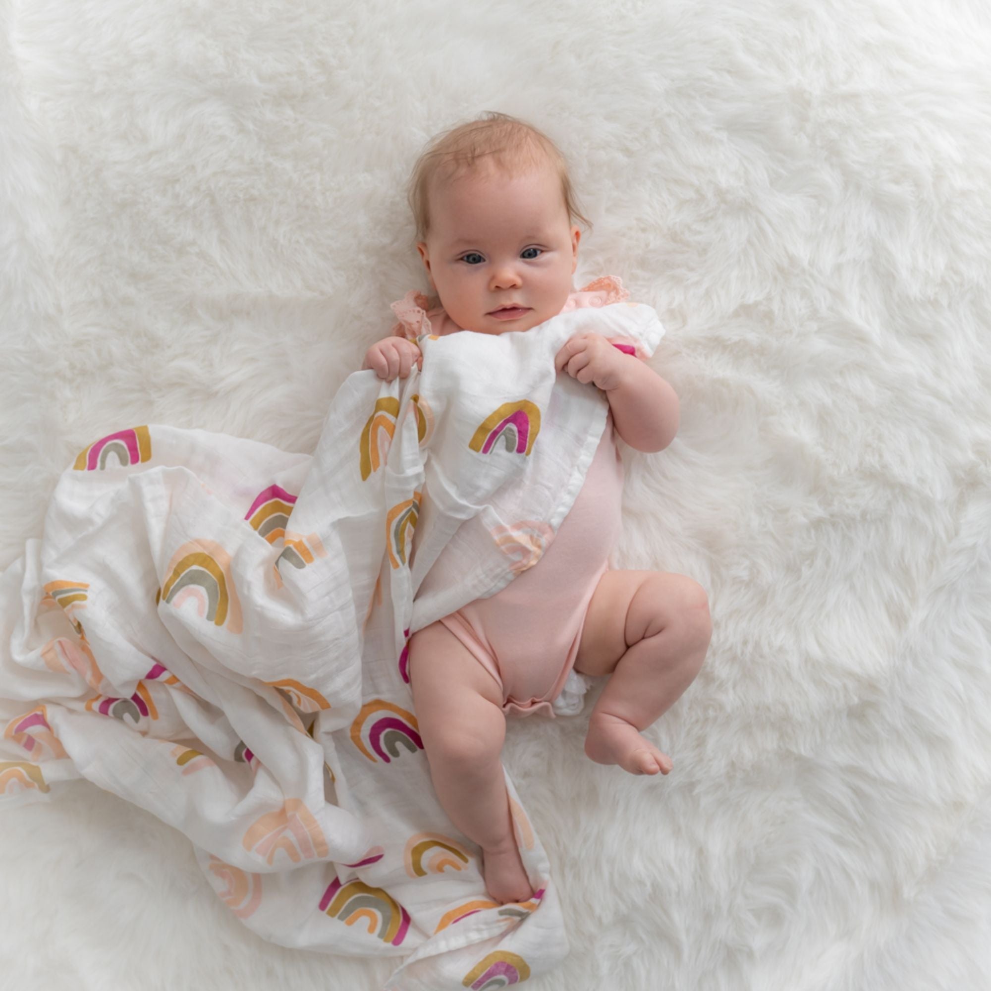 Large Swaddle Rainbow Print Baby Swaddle