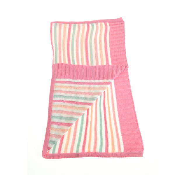 Pink and white 2024 striped baby blanket