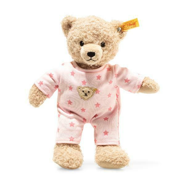 Steiff Teddy in pink pyjamas.