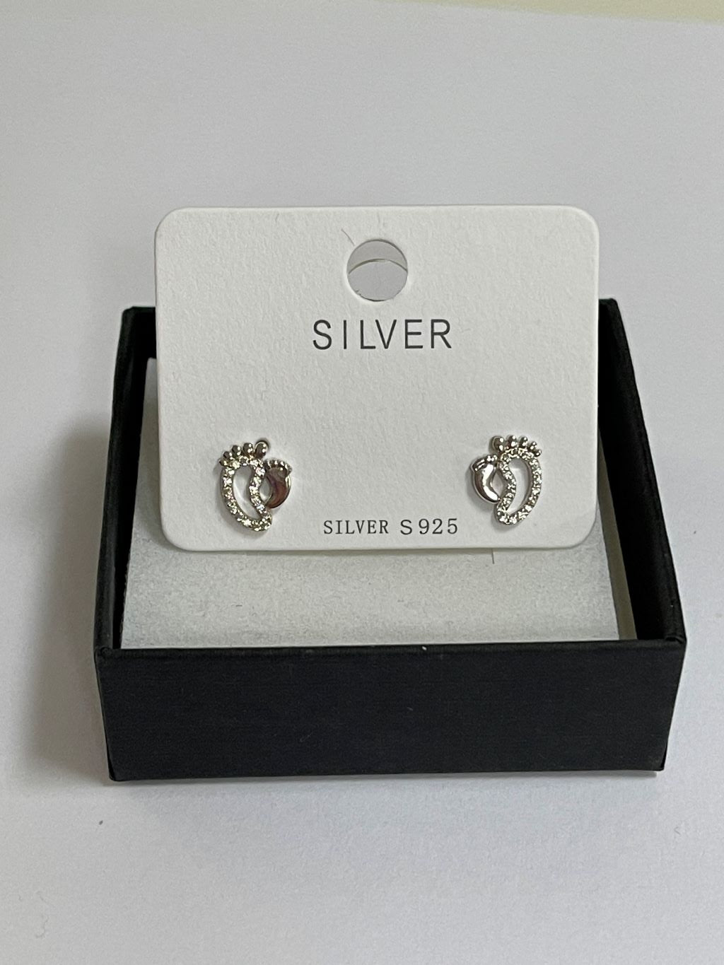 Silver Stud Earrings 'Babies Footprints', Jewellery