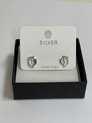 Silver Stud Earrings 'Babies Footprints'