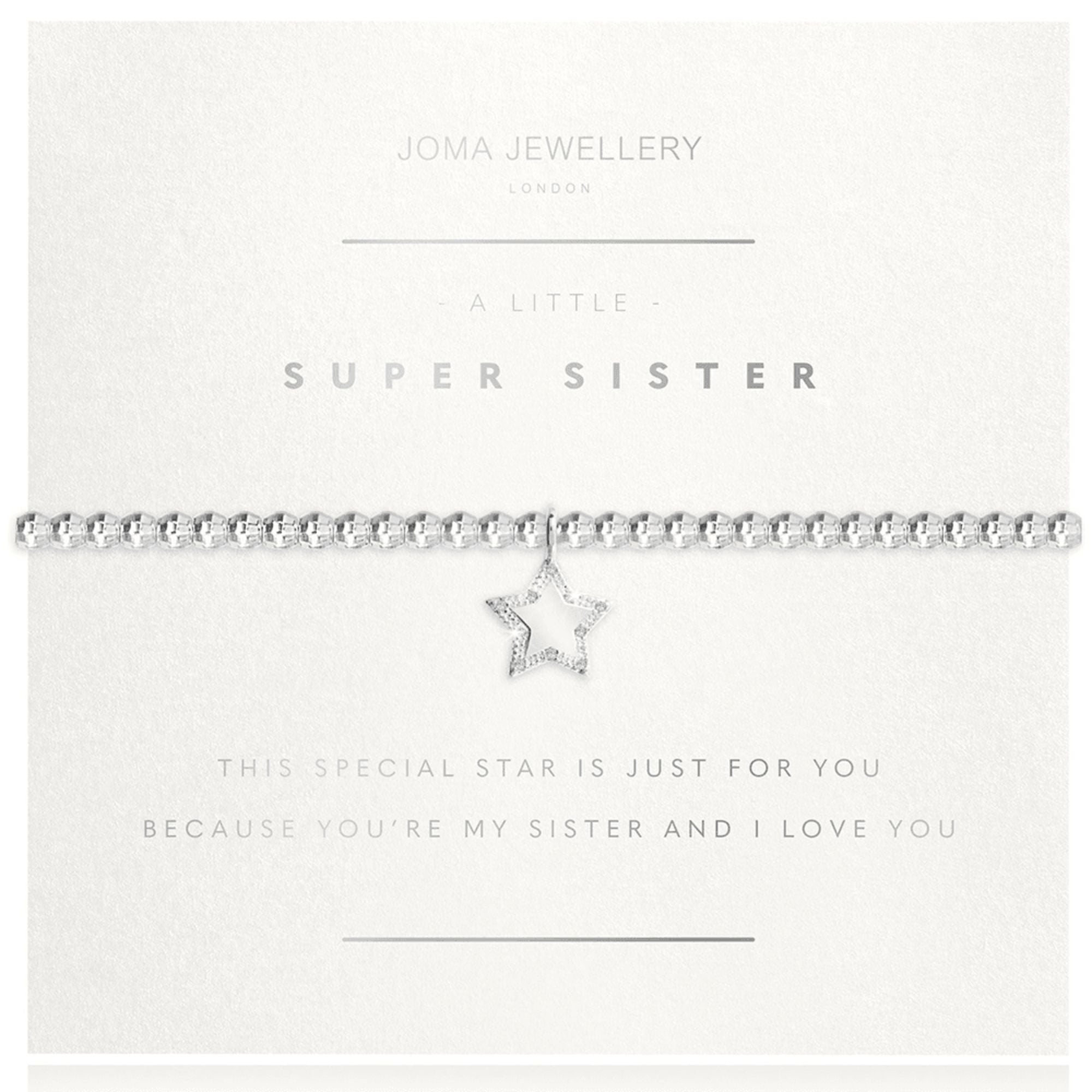 silver plated joma super sister star bracelet