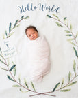 Large Cotton Swaddle and Milestone Cards 'Hello World'