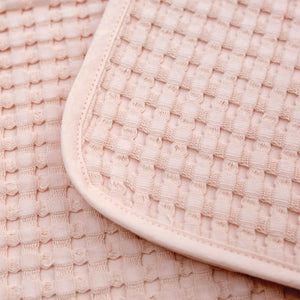 Gorgeous dusky pink baby waffle blanket. Bumbles and Boo.