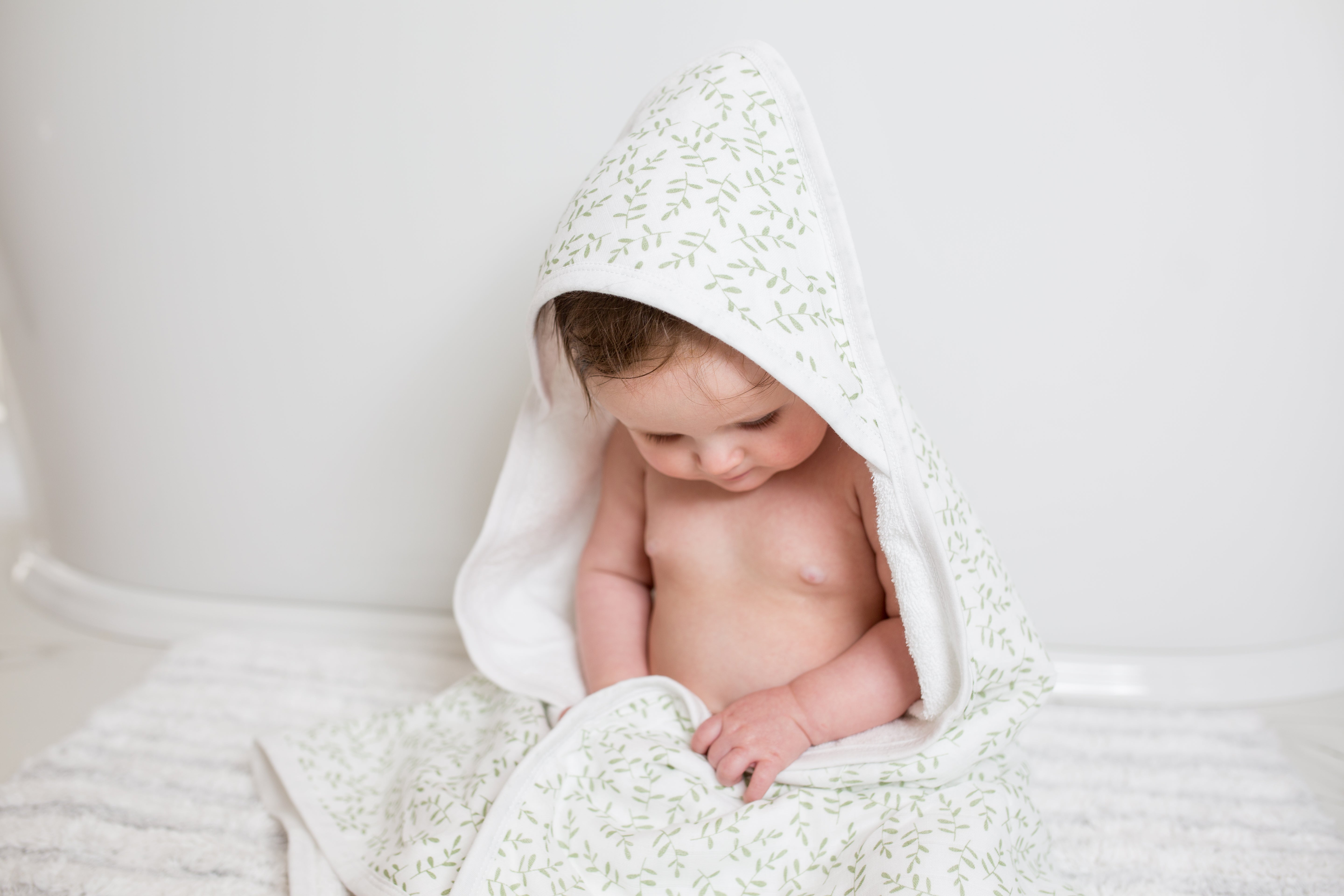 Baby Hooded Bath Towel &#39;Greenery&#39;