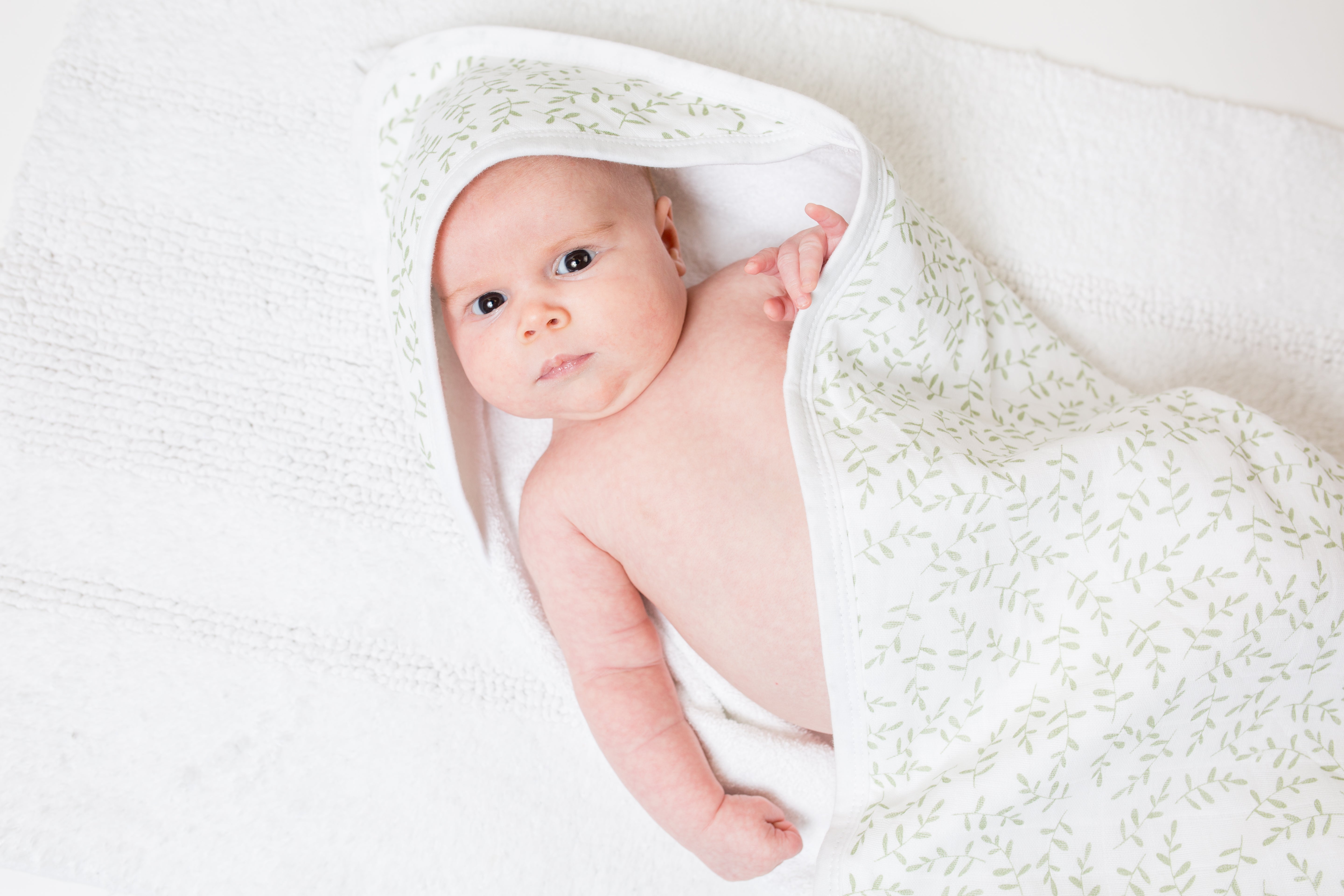 Baby Hooded Bath Towel &#39;Greenery&#39;