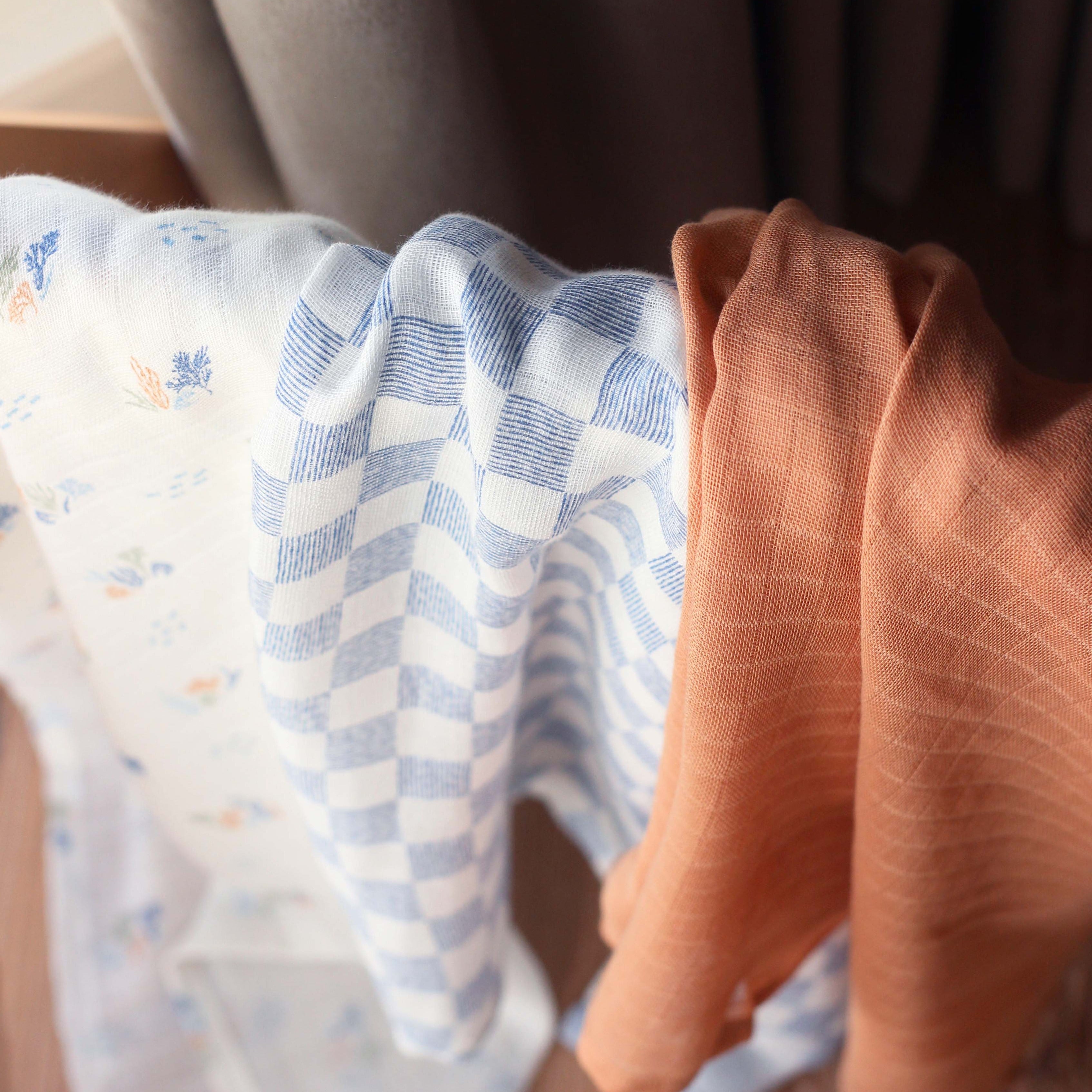 Organic Cotton Set of 3 Muslins &#39;Coastline&#39;