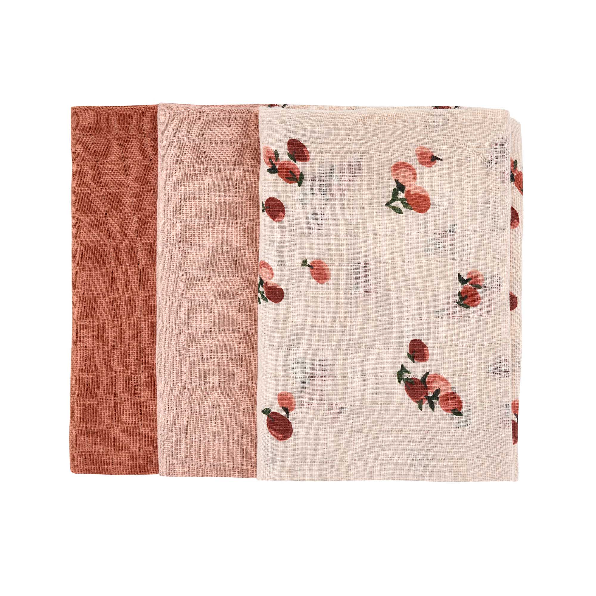 Organic Muslin Squares (pack of 3)  &#39;Peaches&#39;