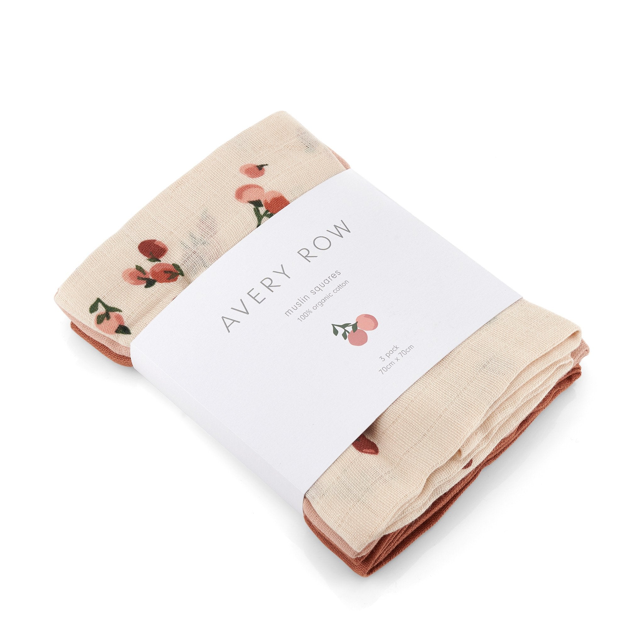 Organic Muslin Squares (pack of 3)  &#39;Peaches&#39;