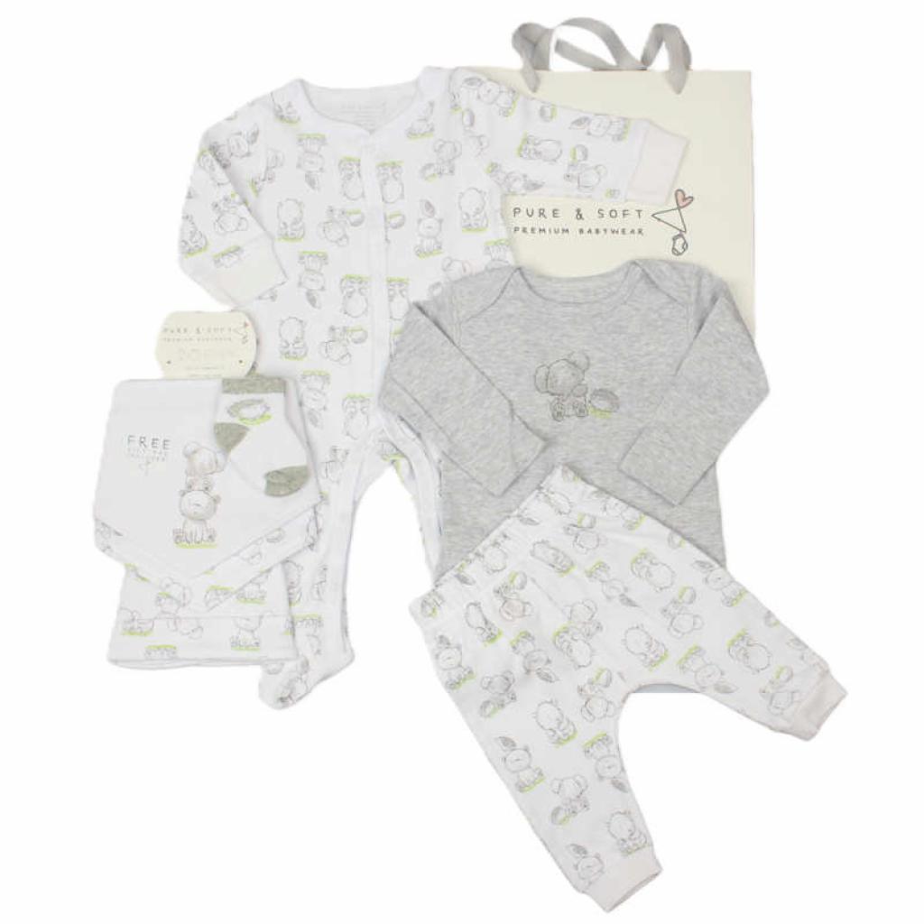 Baby unisex lothing gift set with elephant print Bumbles & Boo