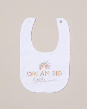 baby clothing set which reads dream big little one