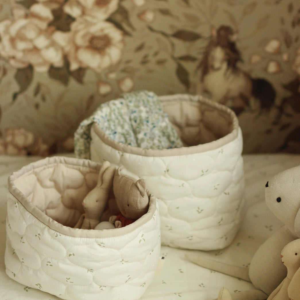 Organic Quilted Storage Baskets Set of 2 Nettle Baskets Bumbles Boo