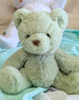 Soft light green teddy bear with the softest fur and cute face approx 9 inches