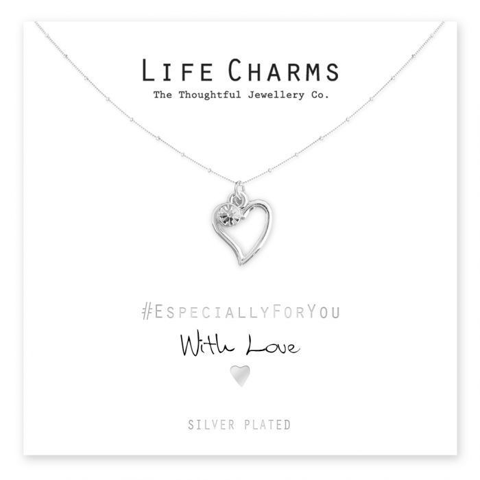 Silver plated heart charm necklace