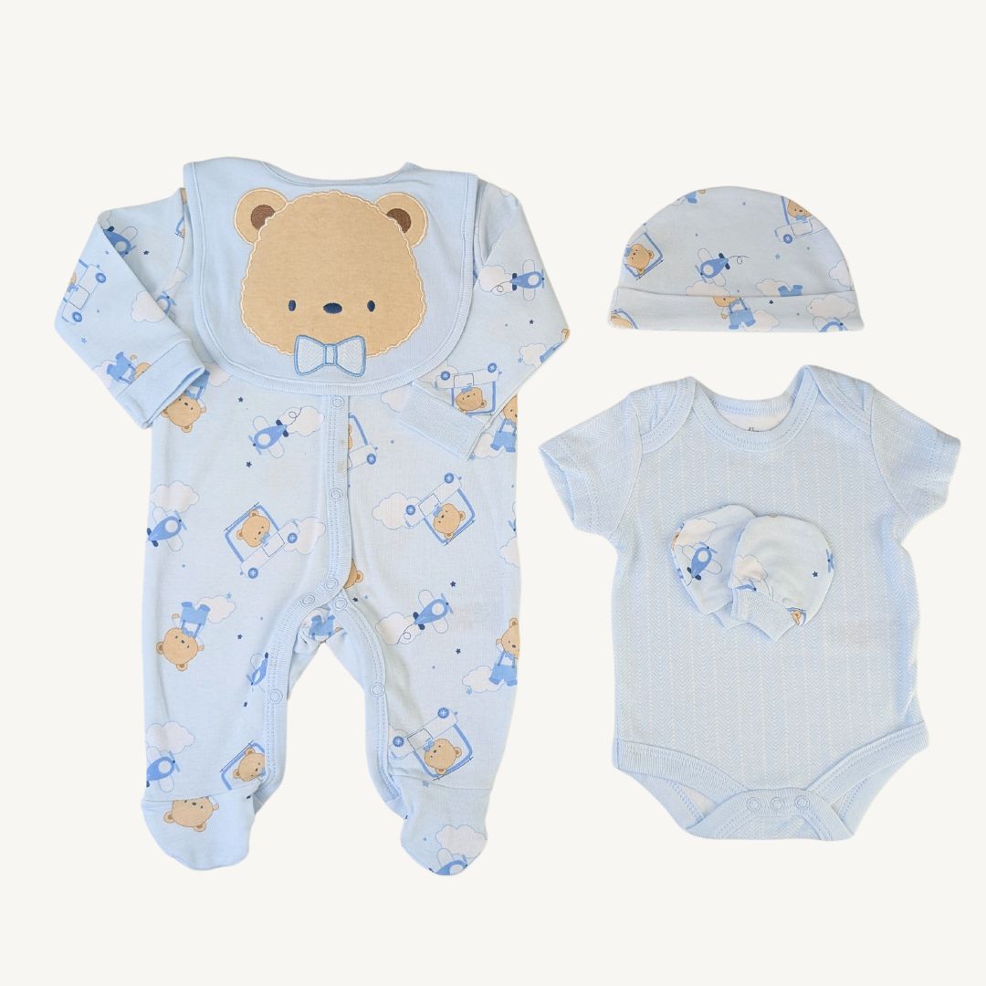 baby clothing set blue bear 5 piece gift set