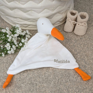 Unisex white organic goose comforter toy