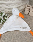 Unisex white organic goose comforter toy