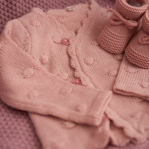 baby clothing set, knit dusty pink