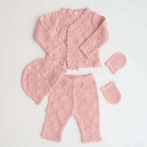 baby clothing set, knit dusty pink