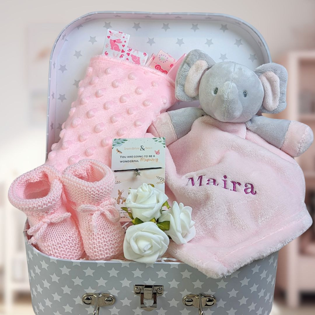 Baby Girl Gift, Baby Girl Elephant Hamper, Personalised Baby Dressing – Roo  And Little Boo