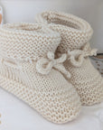 baby knit booties beige