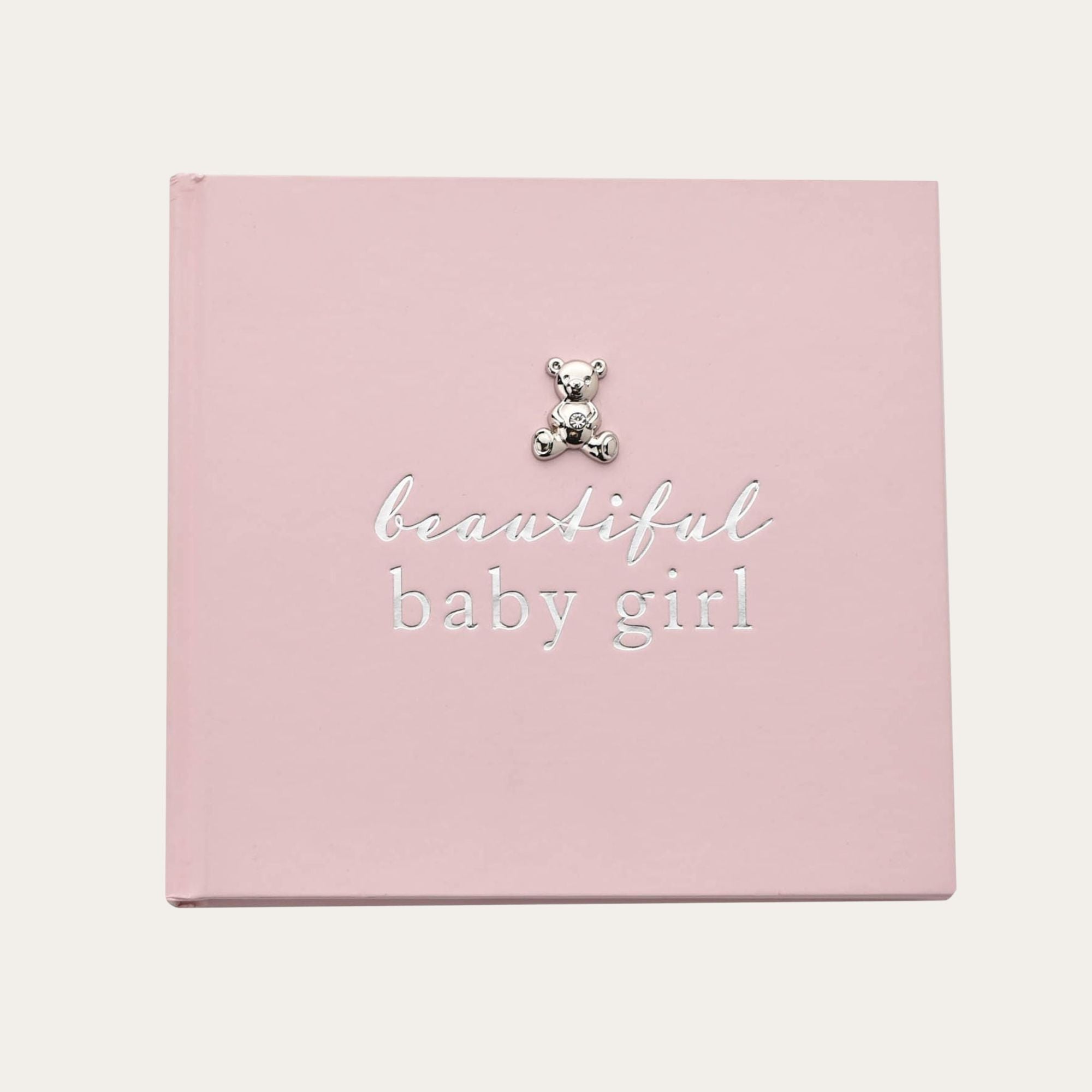 Sweet pink baby photo album to store precious photos of baby's first moments. Ideal baby keepsake gift. 