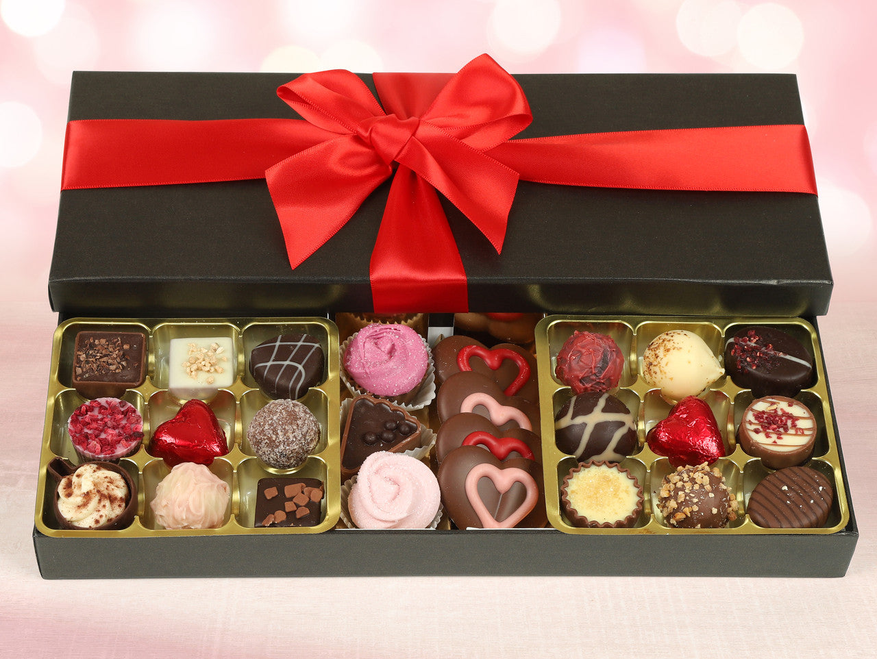 Valentines Black Chocolate Box Selection of 25 Luxury Chocolates