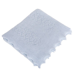 Light blue knitted baby blanket