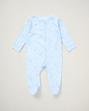 blue baby sleepsuit which reads little prince