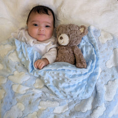 Baby Blanket Wrap 'Blue Clouds' with Dimple Back