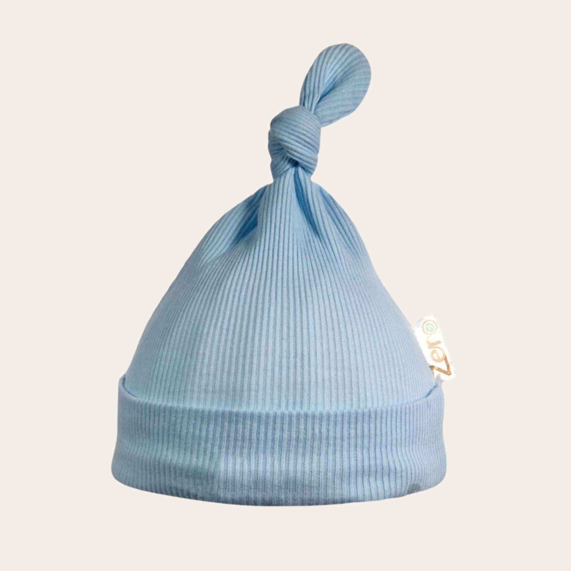 Eco-friendly blue cotton baby hat – soft & breathable for 0-6 months 