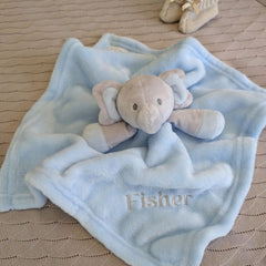 Soft Blue & Grey Elephant Comforter Blanket