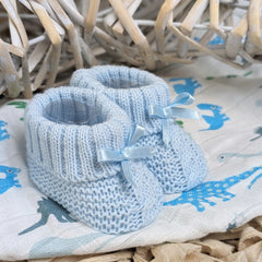 Knit Blue Bow Booties