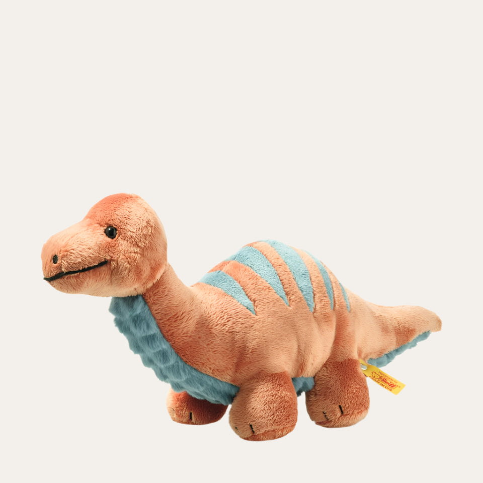 Steiff Bronko Brontosaurus – soft cuddle dinosaur plush toy for babies – Bumbles and Bo