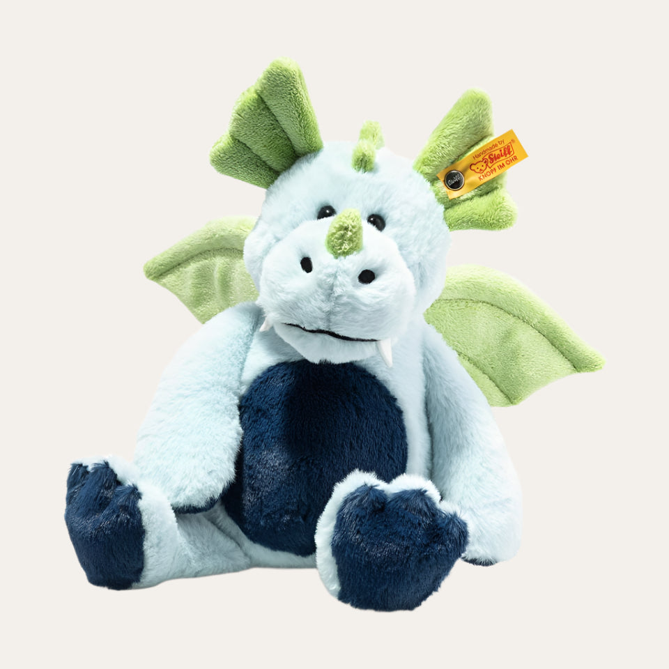 Steiff Samu Blue Dragon – cuddly soft plush toy for babies and toddlers – Bumbles and Boo