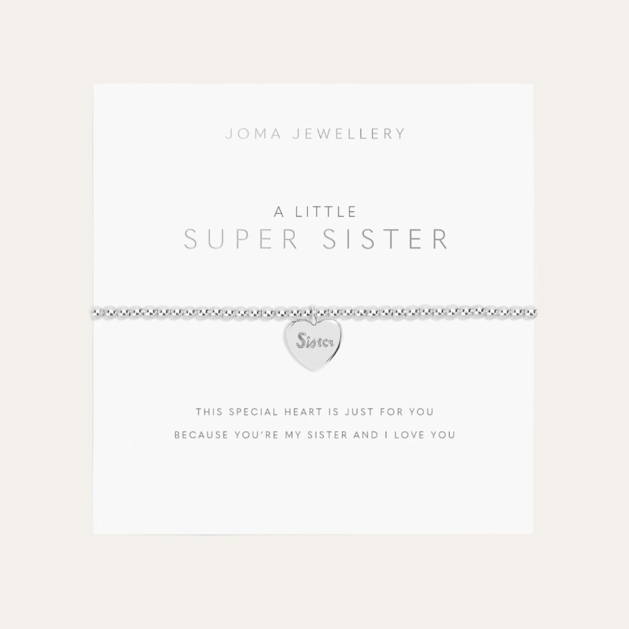 A Little Super Sister Bracelet – meaningful keepsake gift for sisters – Bumbles and Boo.