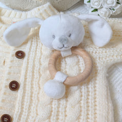 Eco-Friendly White Bunny Baby Rattle Toy