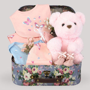 baby girl hamper keepsake trunk