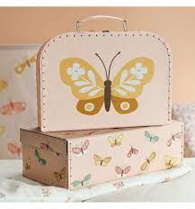 Set of  Storage Trunk Suitcases 'Butterfly' Keepsake Box