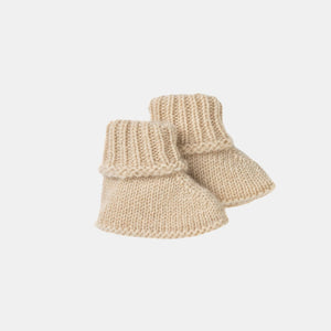 cashmere taupe baby knit booties