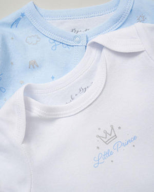 details of blue and white baby clothing