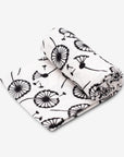 Large organic white muslin with black sensory print of a dandelion to help with babies eyesight and brain development