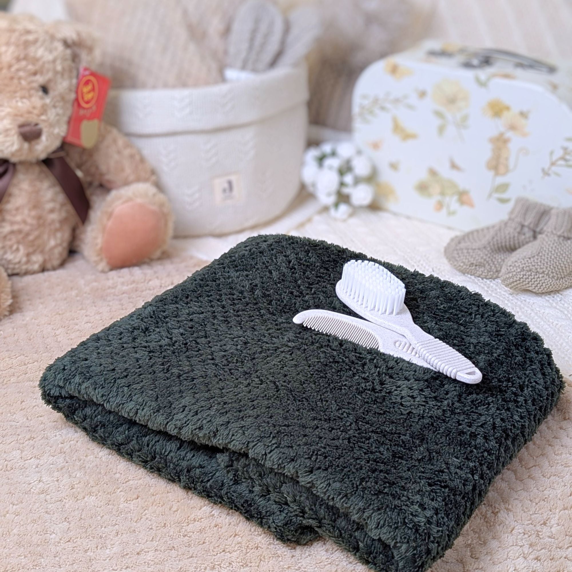 dark green baby waffle blanket