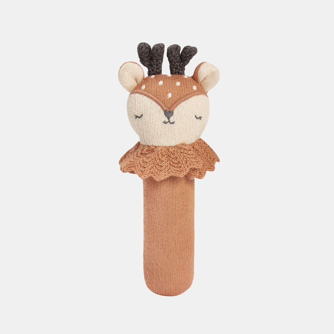 deer baby hand rattle organic sensory play