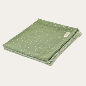 The full 3-pack of Organic Cotton Muslin Cloths displayed, featuring prints and solid colours