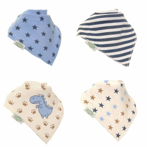 4 Pack of Star and Dinosaur Dribble Bib Sets