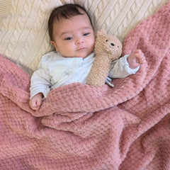 Soft Waffle Baby Blanket Wrap - Dusky Pink