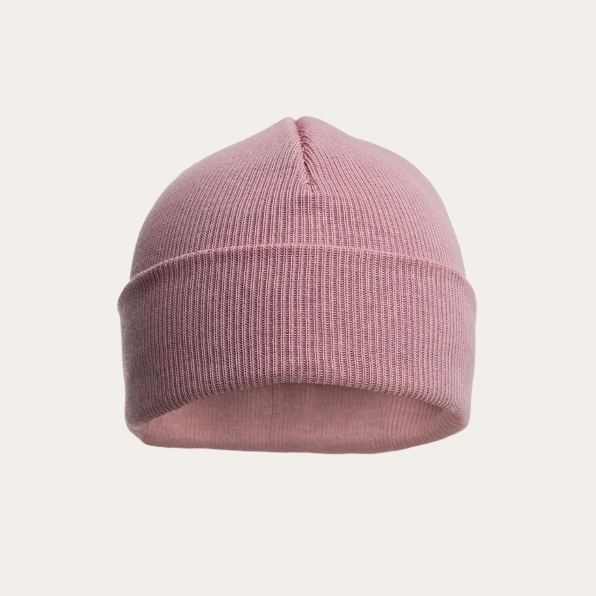 dusky pink knit baby beanie hat